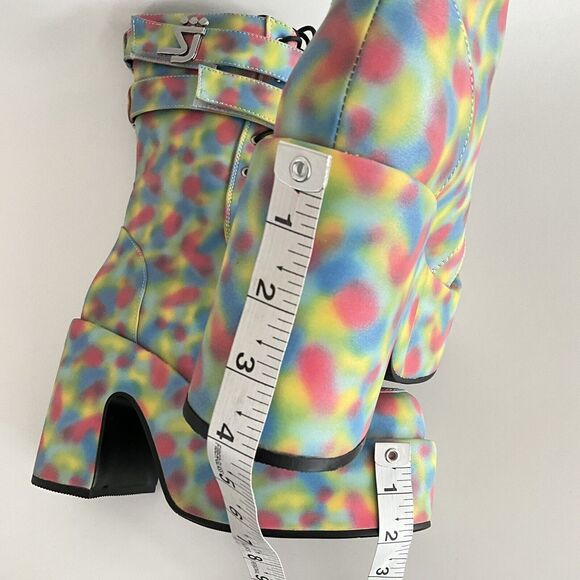 Shane Justin Rainbow Iridescent Platform Boots EDM Rave Dance Party 36 - Picture 9 of 12